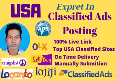 I will do 50 classified ads posting top site in USA