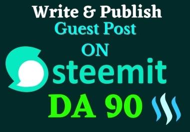 Publish DA 90 Guest Post On Steemit High Matric Backlink