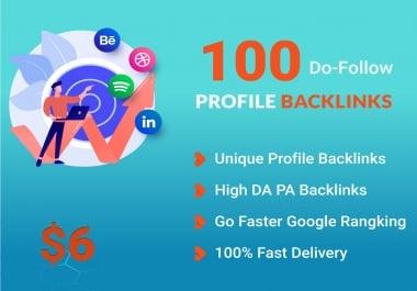 I will Do 100 Do-follow high DA profile backlinks for SEO ranking