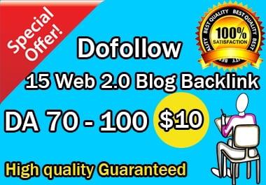 I Will build 15 high DA web 2.0 blog backlinks manually for SEO ranking