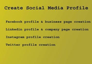 Social media account and business page create