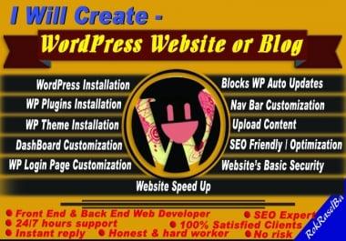 I will create WordPress Website or Blog,  Personal Portfolio,  Business