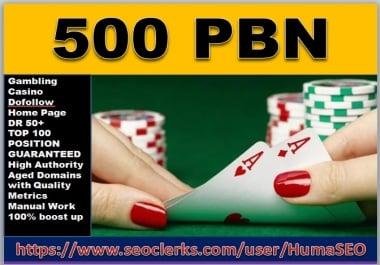 offer big-bang 500 PBN links Casino from DR 50+ sites