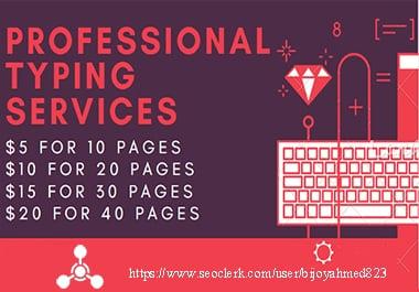 I will do professional PDF to word,  typing job,  data entry work