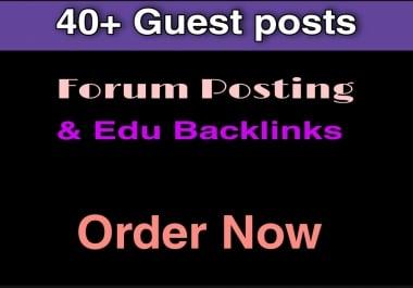 I will write and publish 40+ guest post, 10 edu and 40 forum posting backlinks on high DA sites