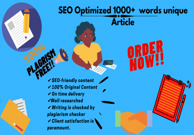 I will write 1000+ words SEO article blog post for you