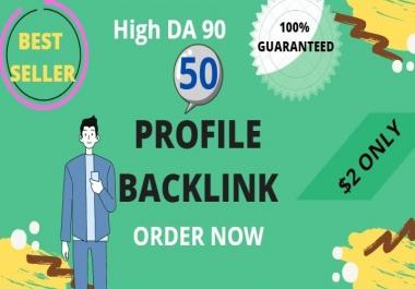 I will create 50 profile backlinks manually on high DA PA sites for website ranking