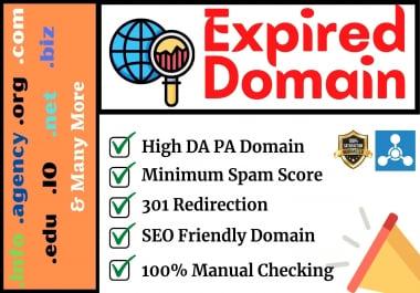 I will find high authority expired domain with 301 redirection