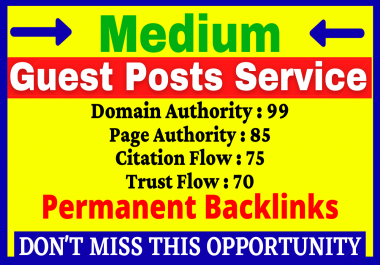 Write And Publish A Guest Post On Medium DA 99 PA 85 With Permanent Backlink