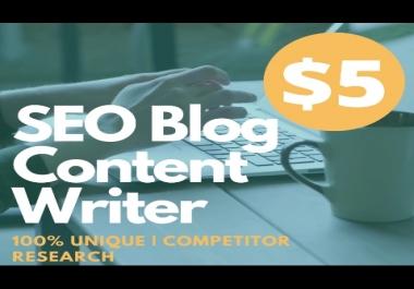 I will Write Unique 500+ SEO Article Writing,  Blog Post Writing or Content Writing