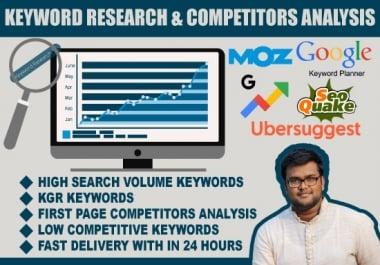 Do profitable SEO Keyword Research,  KGR Keywords and Competitors Analysis