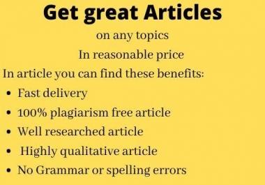 I write 1000 words article that's seo optimized and a quality one for your businesses and blogs site