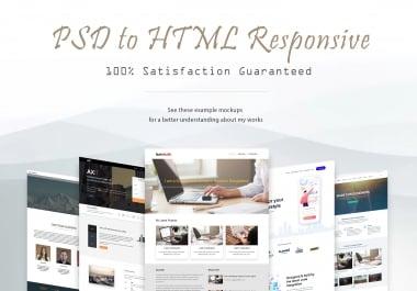 I will convert PSD to HTML CSS bootstrap responsive website