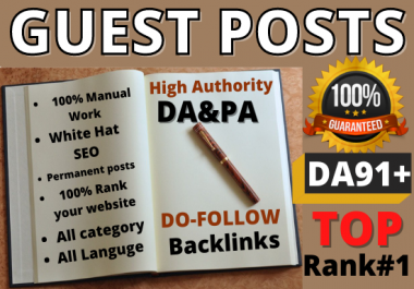 I will publish 3 High-quality Guest Posts. Different Websites and any category Writing and publish