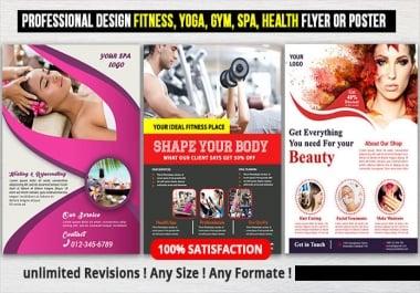 I will design professional fitness yoga gym flyer or poster