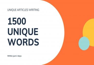 I will Write Top Class Unique 1500 Words SEO Friendly Articles and Content