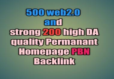 Indexable 500 web2.0 and strong 200 high quality Permanant Homepage PBN Backlink