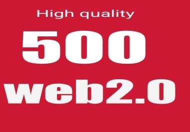 Pro quality top ranking 500 web2.0 high authority site Permanant Backlinks
