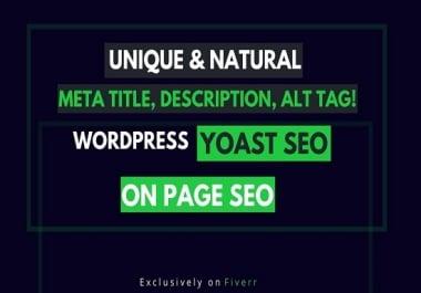 I will write unique SEO meta title,  description,  image alt tags