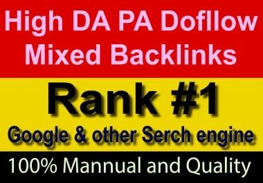 All Unique manually 31 DA90+ Mixed Permanent Backlinks help to rank Google No 1 quick