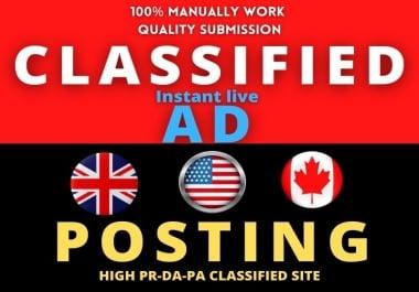 I will Manually 20 post High Authority Classified Ads posting in USA