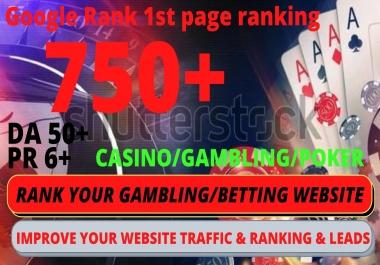 Permanent 750 powerful Casino,  Gambling,  Poker,  Sports High Quality Web2.0 Backlinks