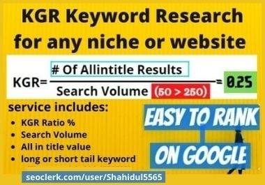 30 Best profitable KGR keyword research for any niche or Keyword