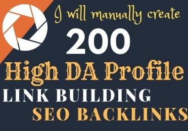 Create manually create 200 high da profile seo backlinks, link building