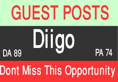I Will Write and publish A guest posts on diigo. com DA 89, PA 74