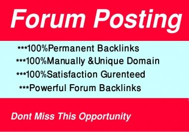 I will manually 20 forum posting on high-quality Website.