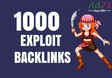 I will provide 1000 Exploit backlinks to push your website on the 1st page of Google