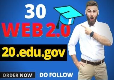 30 Web 2.0 + 20 EDU/GOV Safe 90+DA PA SEO Quality Backlinks