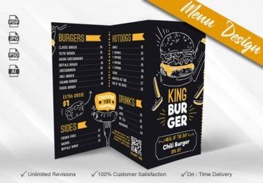 I will design professional & eye catching Food Menu, Food flyer,  restaurant flyer