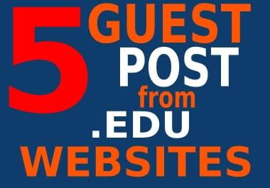 5 Premium dofollow EDU Guest Post backlinks on TOP UNIVERSITY sites