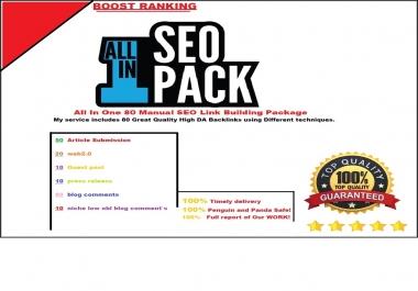 I make a All In One 180 Manual SEO Link Building Package