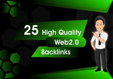 Booster Rank with 25 Web2.0 Backlinks On 100-80 PA DA Sites Manually Service