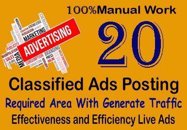 20 Manual Classified Ads Posting In High Authority Country Sites