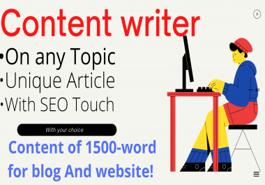 A 1500 words search engine optimization article writer,  blog writer,  & content writer for 2