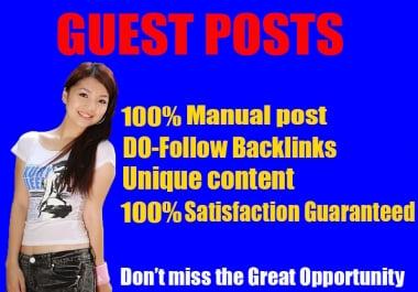 I will do any niche related High-Quality Guest posting with linkbuilding