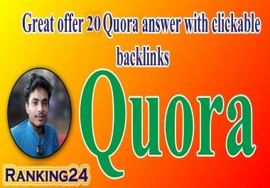 I will do Website/Businesses Related 20 Quora Answer With Clickable Backlinks