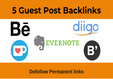 Write and Publish 5 Guest Post with Permanent backlink -DA 80+