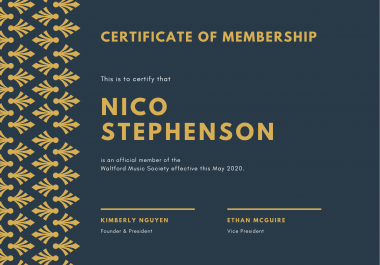 I will Design Professional,  Awards,  Internship,  all types of Certificates for