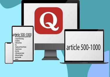 I will 10 unique article 500-1000 words content and high quality