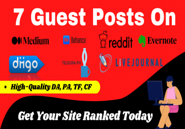 I will provide write and publish 7 guest posts on DA90+ blog websites