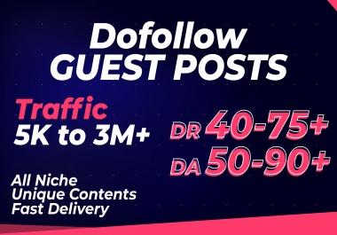 Publish 10 Guest Posts Da 50 to 90 with Dofollow Backlinks