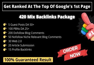 Get Ranked At The Top Of Google 1st Page With 420 Mix Backlinks