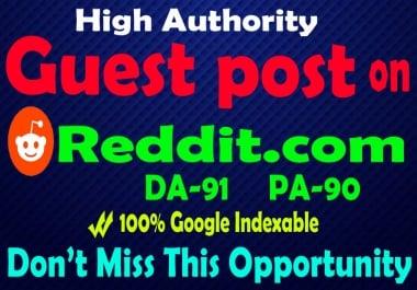 I will publish high quality guest post on Reddit. com DA91