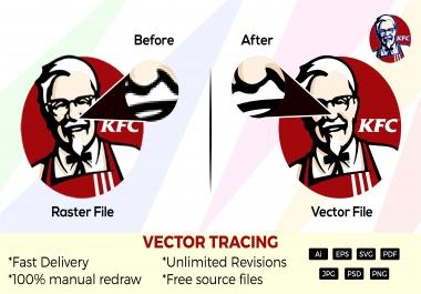 I'll do Vector Tracing,  Redraw,  hand drawing sketch to vector in 12 hours