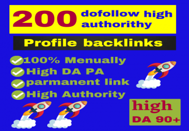 Build 200 high authority dofollow profile backlinks DA 90+