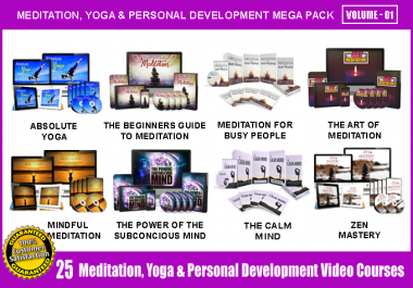 Offer 25 Meditation,  Yoga,  P. Development Video Course Pack - V1 with Full Resell Rights